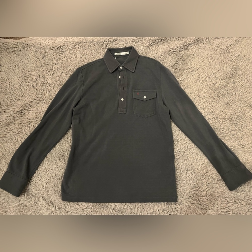 Criquet Men's Dark Gray Long Sleeve Polo Shirt